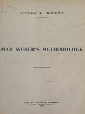 cover image of Max Weber's methodology